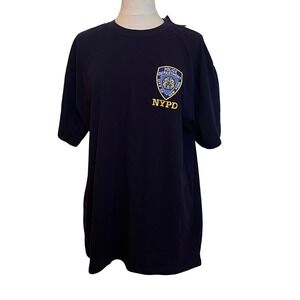 NYPD Licensed T-Shirt Tee Navy Blue SS Embroidered Patch XL Official Police Logo